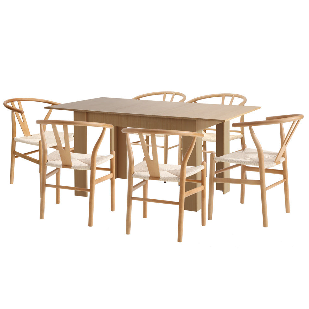Replica Wishbone Extendable 120-160cm Dining Table Set | 5-7 Seater Premium Modern Dining Table Set