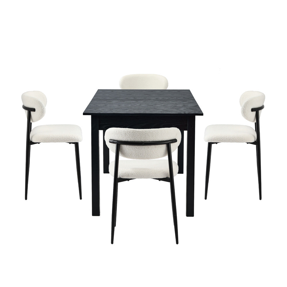 Mila Soft Boucle Extendable Dining Table Set with Curved Chairs | 5-7 Seater Premium Dining Table Set