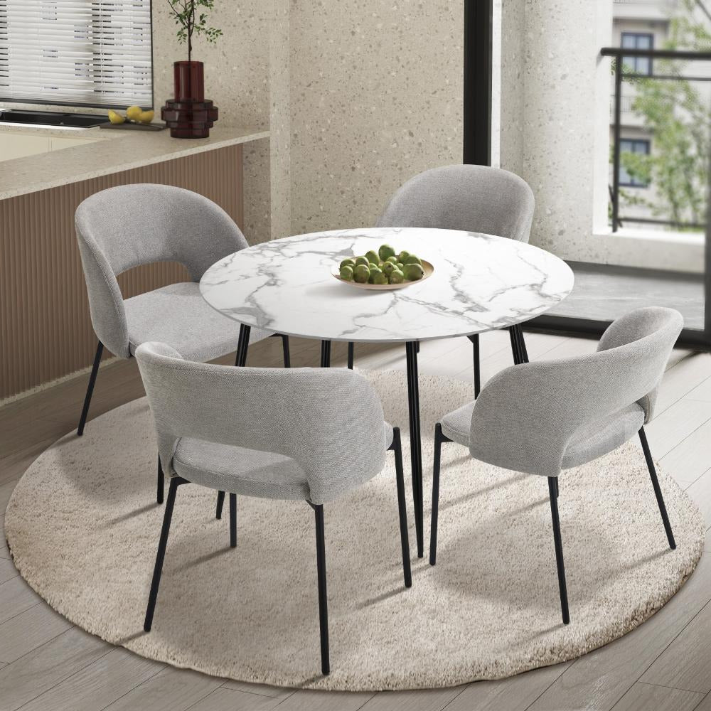 Peruzzi Sivo 5pc Dining Table Set | Premium Modern Dining Table Marble Style Top