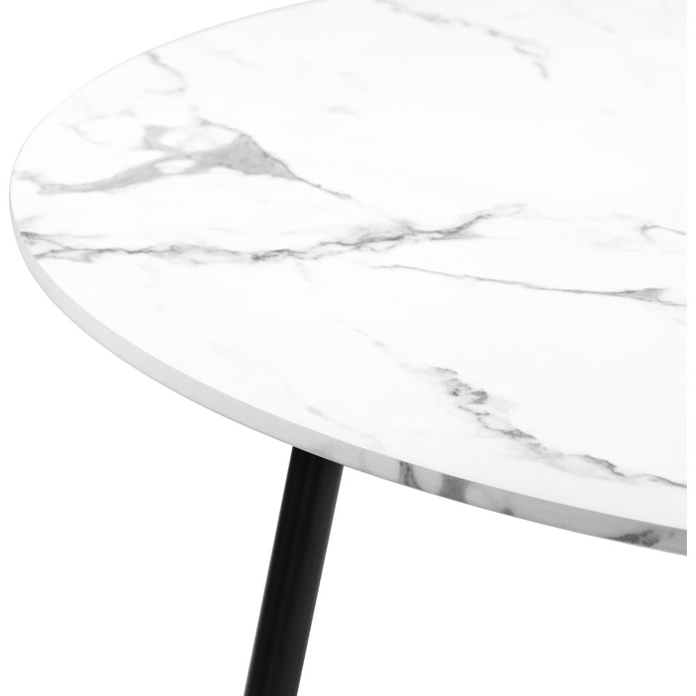 Teddy Milo Boucle 5pc Dining Table Set | Premium Modern Dining Table Marble Style Top and White Boucle Chairs