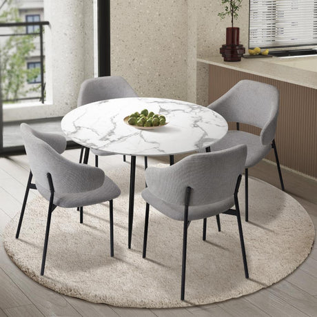 Amalfi Dios 5pc Dining Table Set Winged Chairs |  Premium Modern Dining Table Marble Style Top