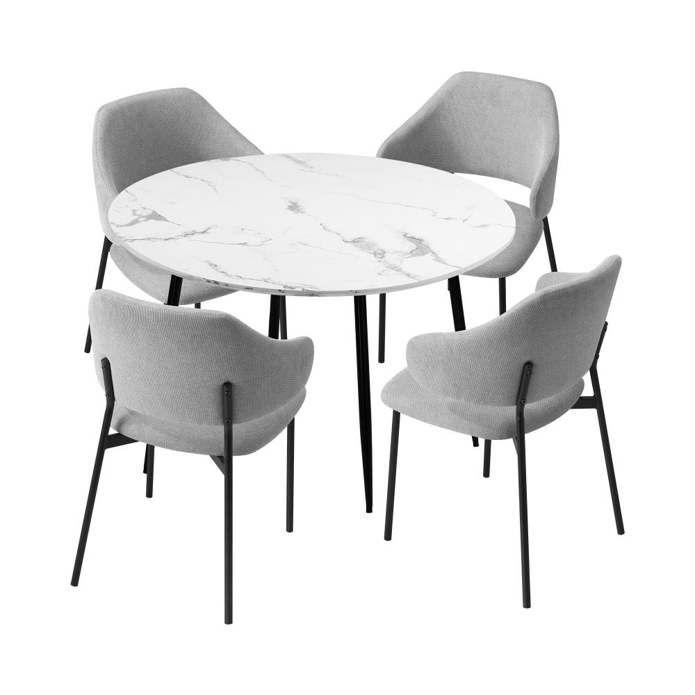 Amalfi Dios 5pc Dining Table Set Winged Chairs |  Premium Modern Dining Table Marble Style Top