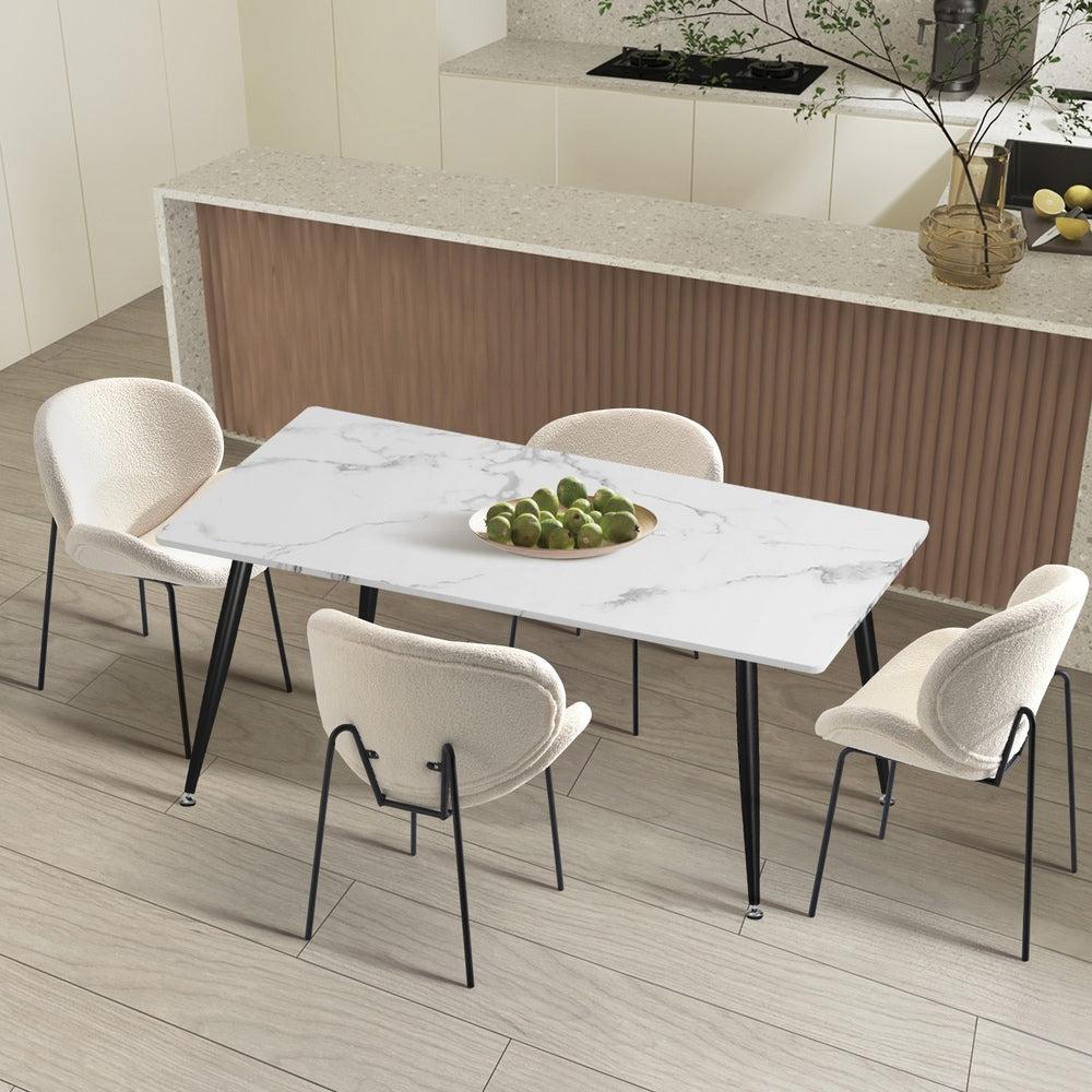 Luzcia Boucle Luxe Dining Table Set with Winged Tub Chairs | 5-7 Seater Premium Dining Table Set