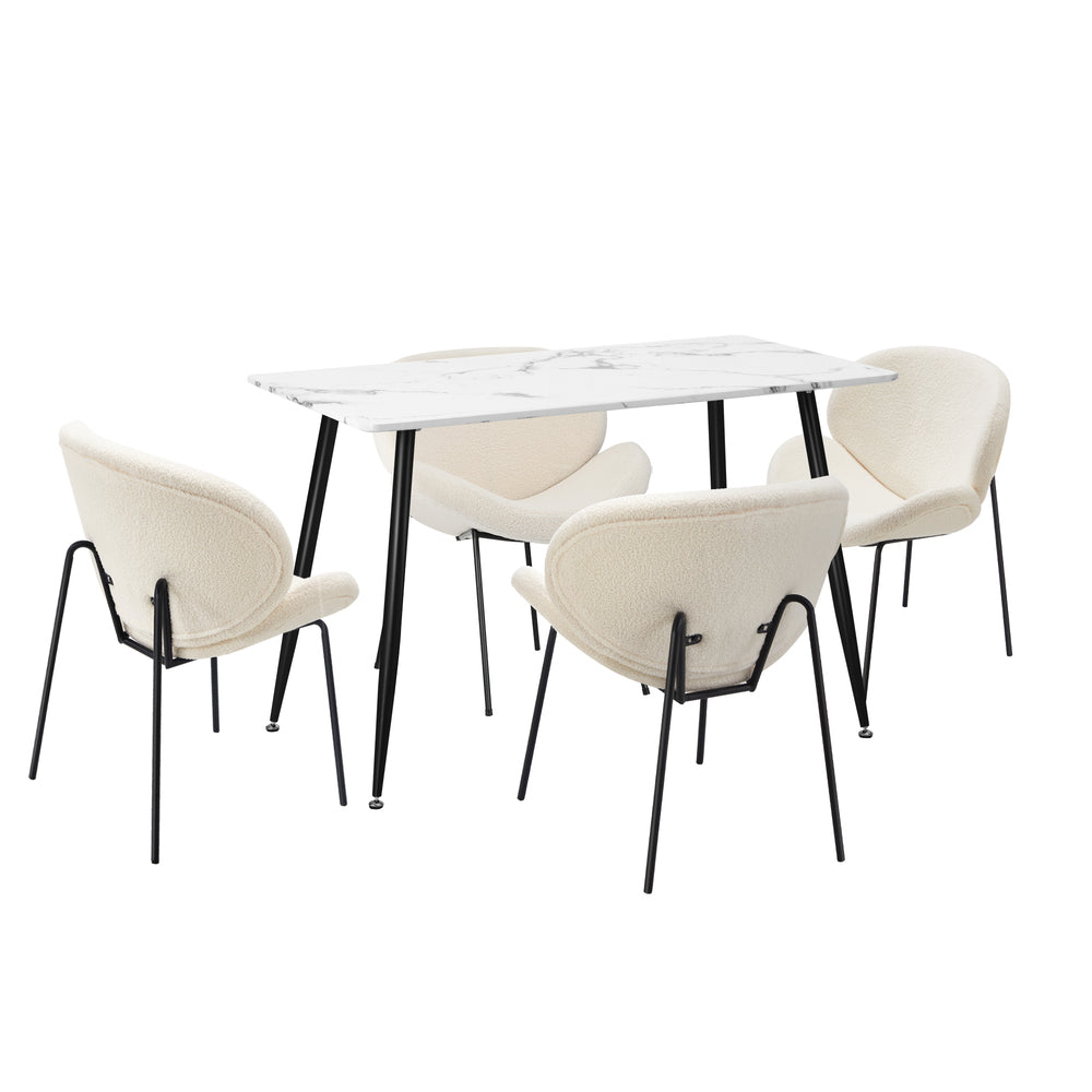 Luzcia Boucle Luxe Dining Table Set with Winged Tub Chairs | 5-7 Seater Premium Dining Table Set
