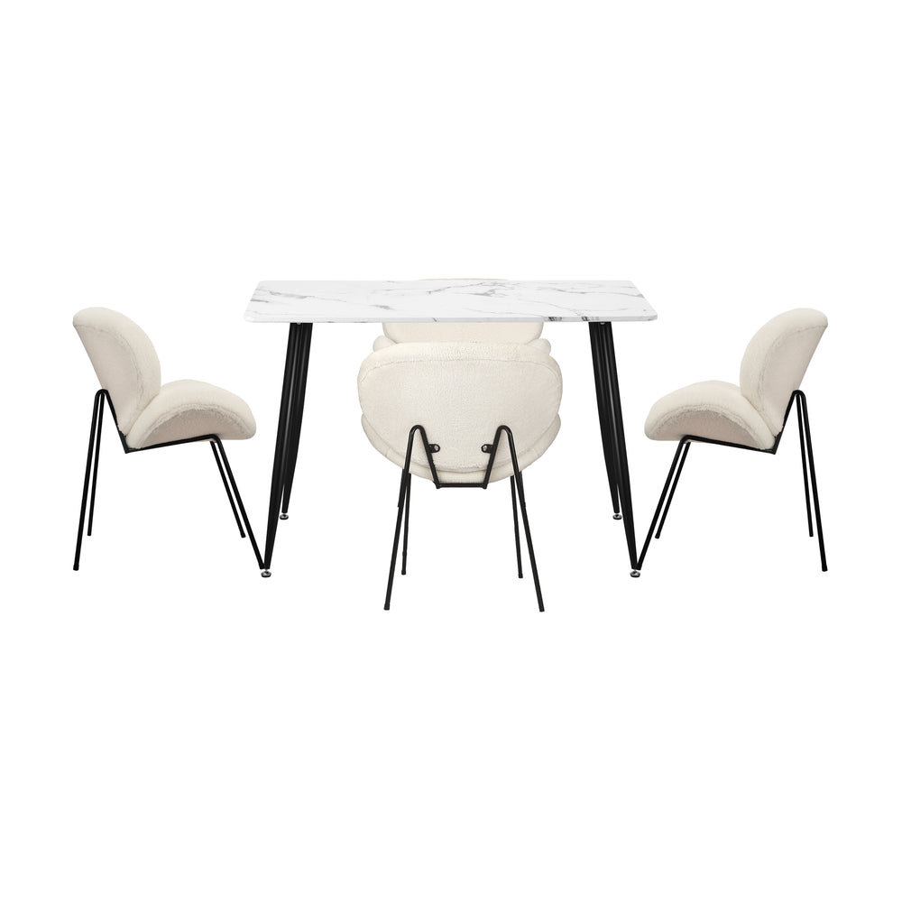 Luzcia Boucle Luxe Dining Table Set with Winged Tub Chairs | 5-7 Seater Premium Dining Table Set