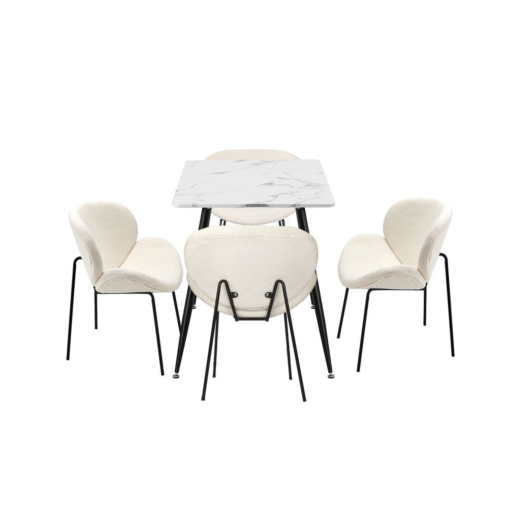 Luzcia Boucle Luxe Dining Table Set with Winged Tub Chairs | 5-7 Seater Premium Dining Table Set