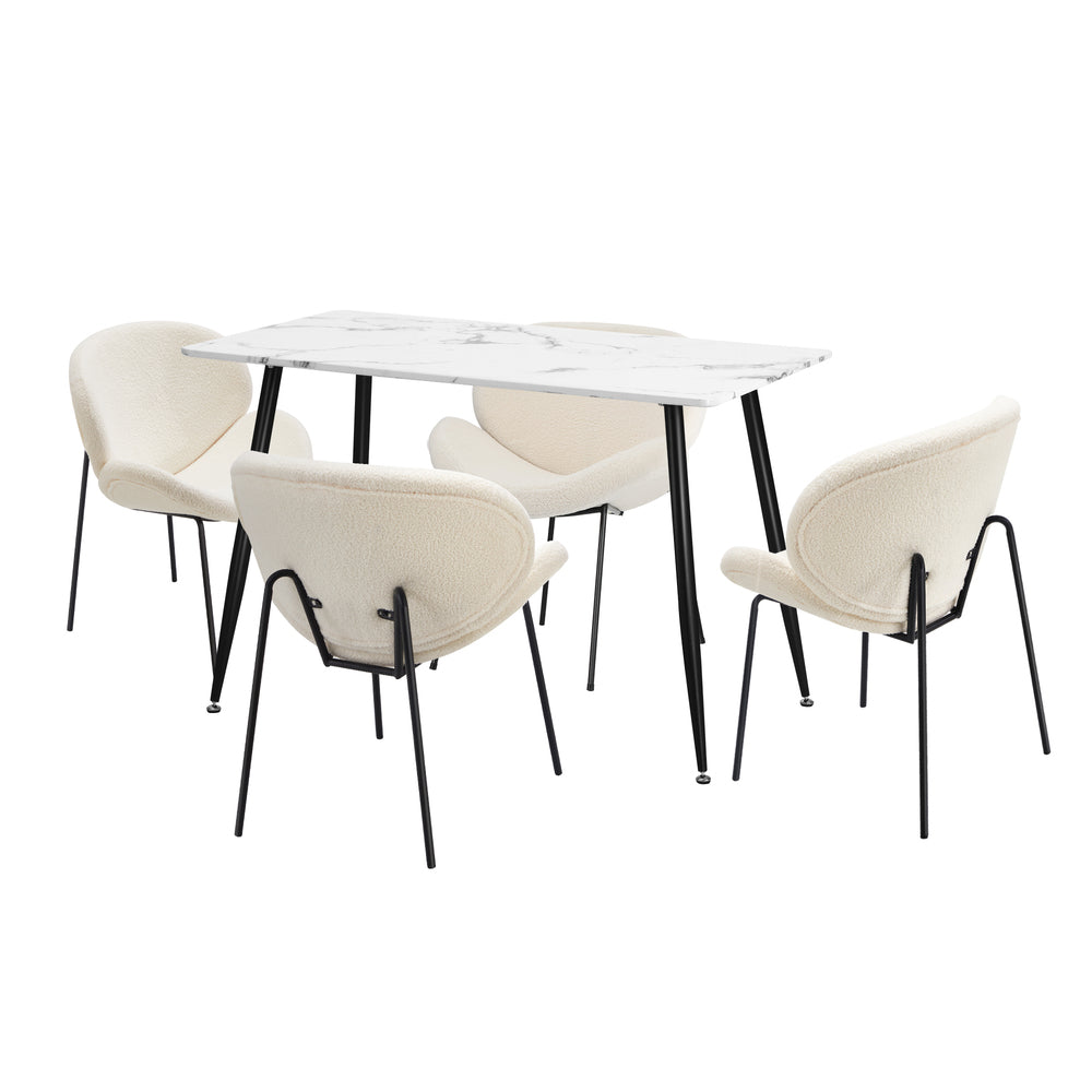 Luzcia Boucle Luxe Dining Table Set with Winged Tub Chairs | 5-7 Seater Premium Dining Table Set