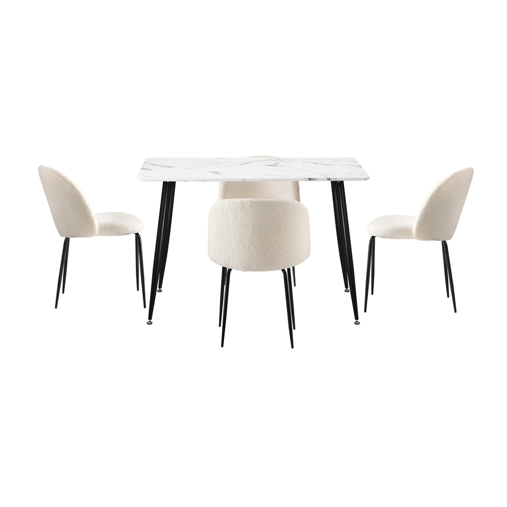 Terrazi Boucle Luxe Dining Table Set | 5-7 Seater Premium Dining Table Set