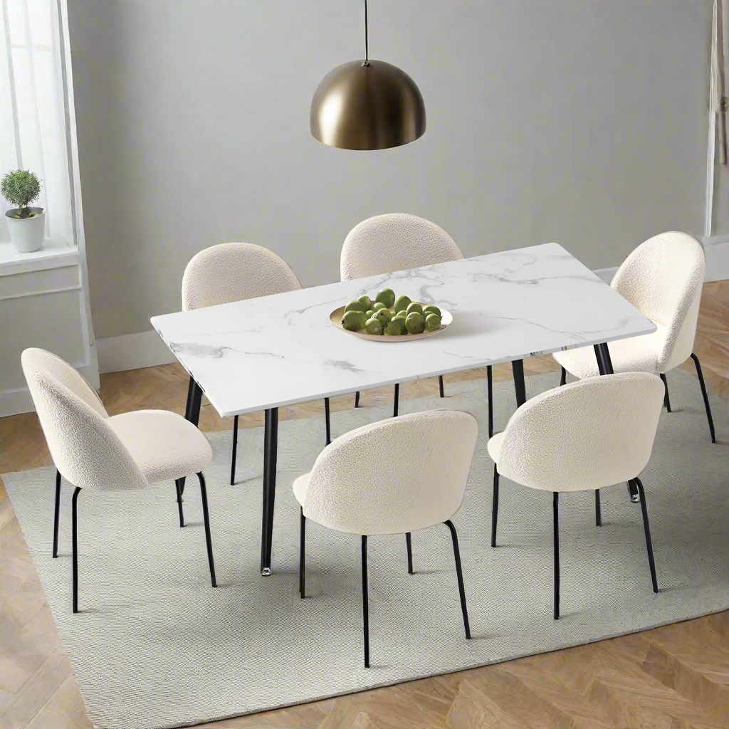 Terrazi Boucle Luxe Dining Table Set | 5-7 Seater Premium Dining Table Set