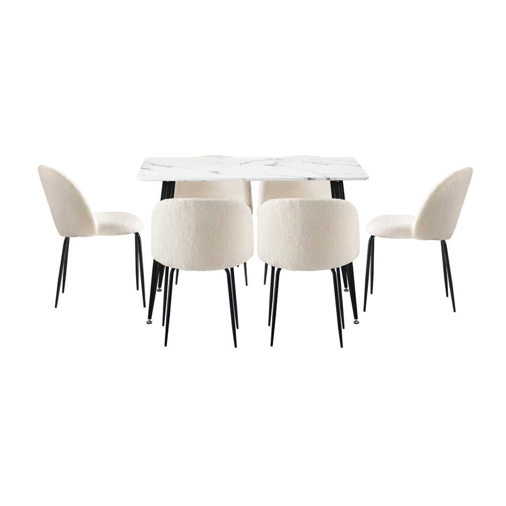 Terrazi Boucle Luxe Dining Table Set | 5-7 Seater Premium Dining Table Set