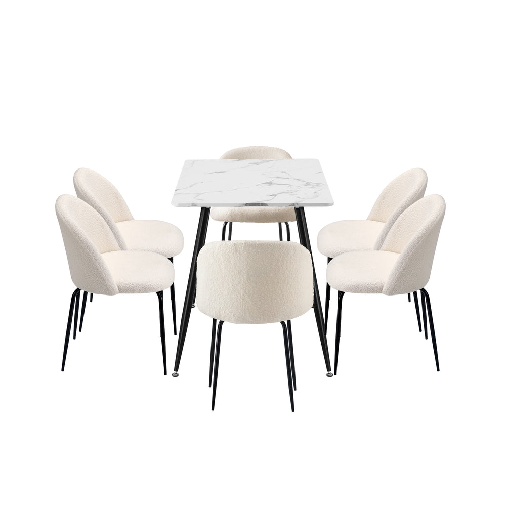 Terrazi Boucle Luxe Dining Table Set | 5-7 Seater Premium Dining Table Set