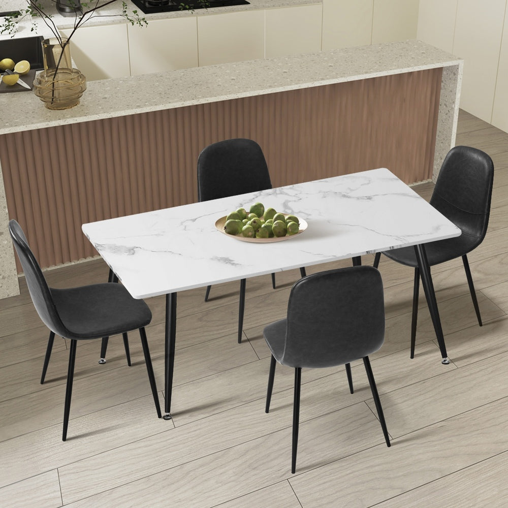 Murano PU Leather Luxe Dining Table Set | 5-7 Seater Dining Table Set