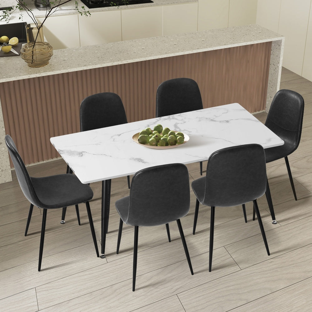 Murano PU Leather Luxe Dining Table Set | 5-7 Seater Dining Table Set
