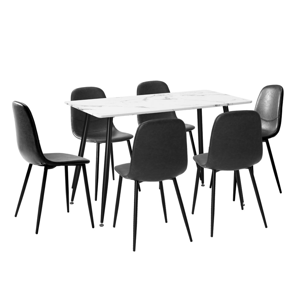 Murano PU Leather Luxe Dining Table Set | 5-7 Seater Dining Table Set