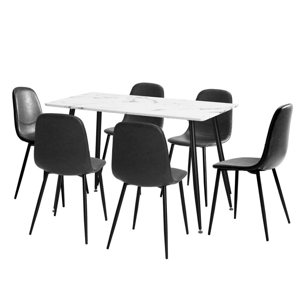 Murano PU Leather Luxe Dining Table Set | 5-7 Seater Dining Table Set