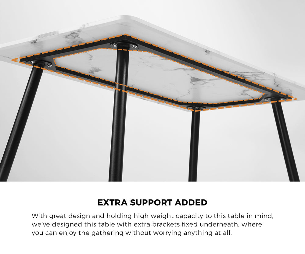 Teddy Millie Luxe Grey Fabric Dining Table Set | 5-7 Seater Premium Modern Dining Table Marble Style Top