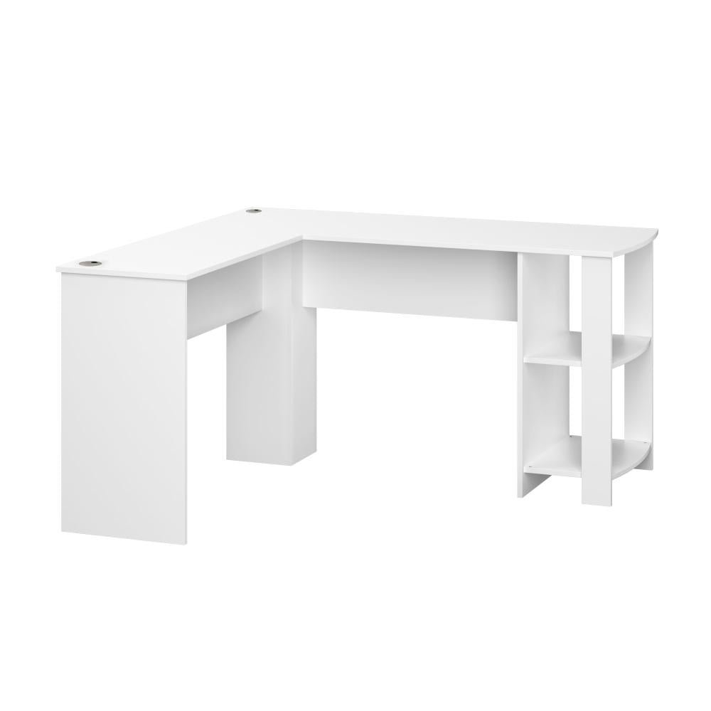 Milano Premiere L Shaped Corner Computer Desk Station | Wooden Corner Office Desk with Storage Shelves Space Saver