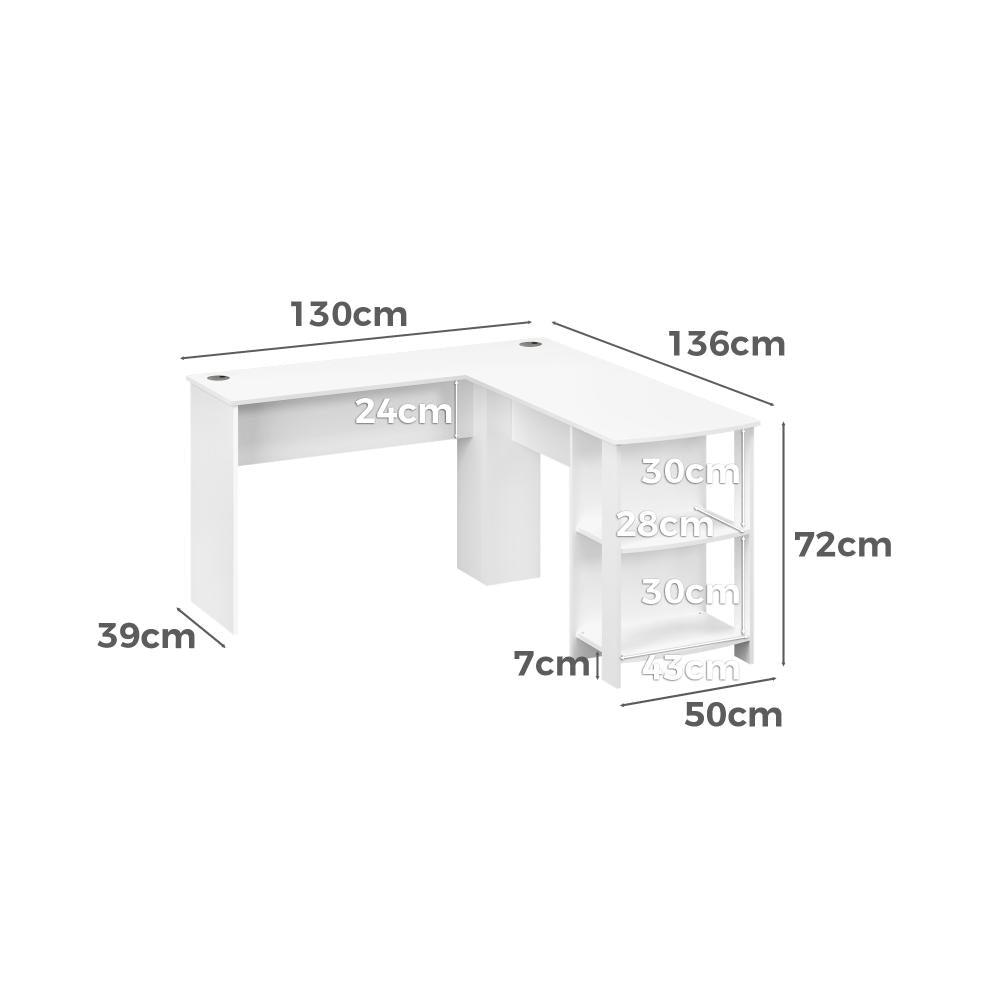 Milano Premiere L Shaped Corner Computer Desk Station | Wooden Corner Office Desk with Storage Shelves Space Saver