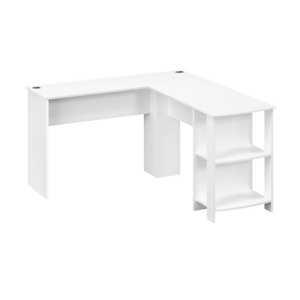 Milano Premiere L Shaped Corner Computer Desk Station | Wooden Corner Office Desk with Storage Shelves Space Saver