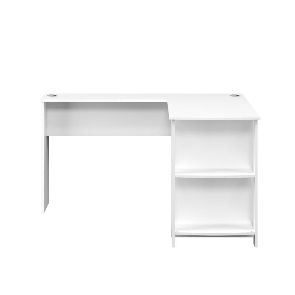Milano Premiere L Shaped Corner Computer Desk Station | Wooden Corner Office Desk with Storage Shelves Space Saver