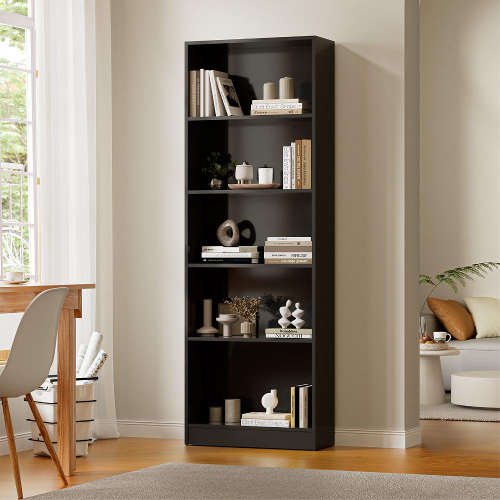 Milanese 5 Tier Wooden Display Unit | Modern Wooden Bookshelf Storage Shelving Unit