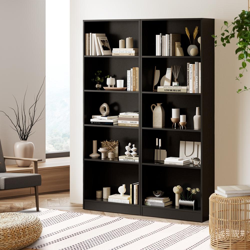 Milanese 5 Tier Wooden Display Unit | Modern Wooden Bookshelf Storage Shelving Unit