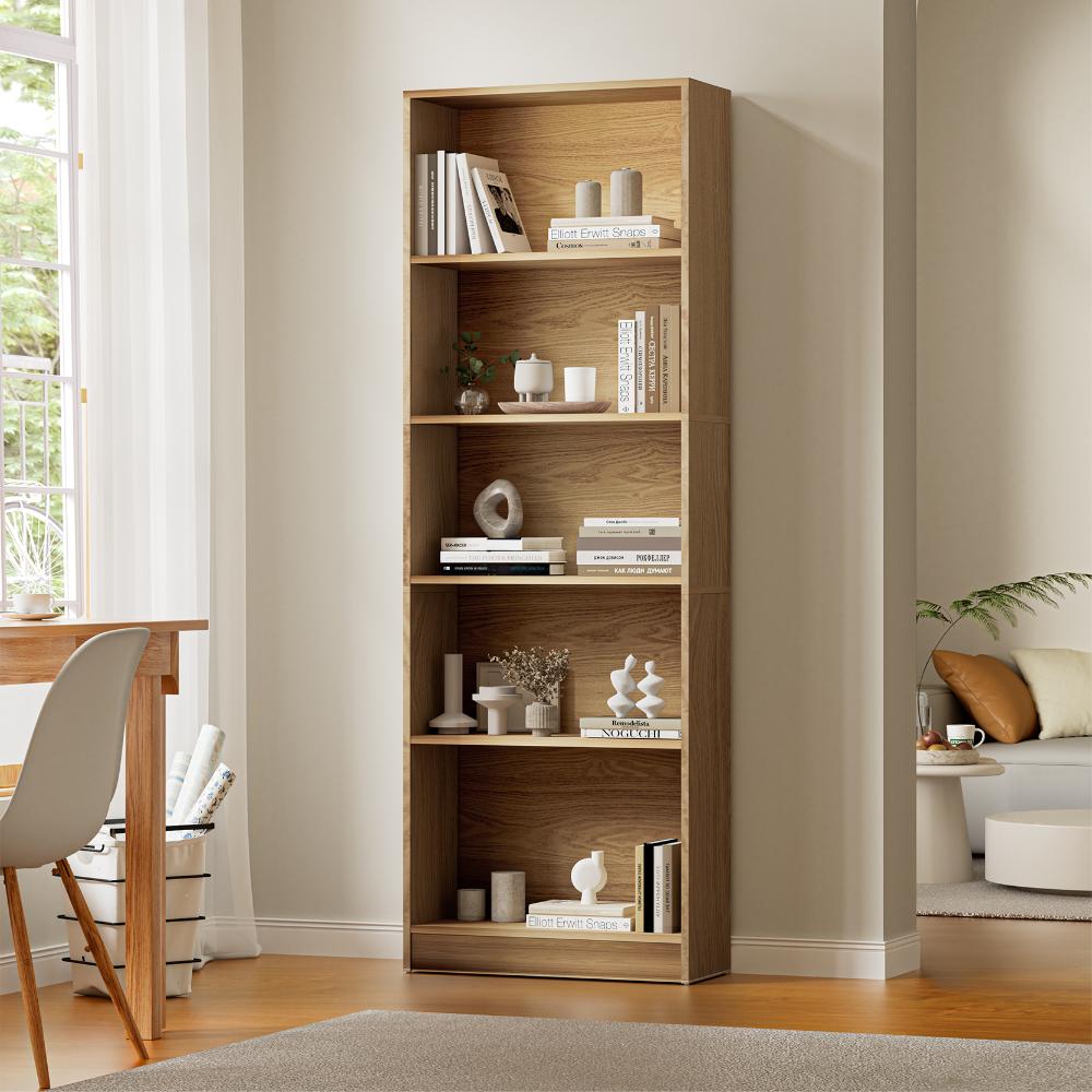 Milanese 5 Tier Wooden Display Unit | Modern Wooden Bookshelf Storage Shelving Unit