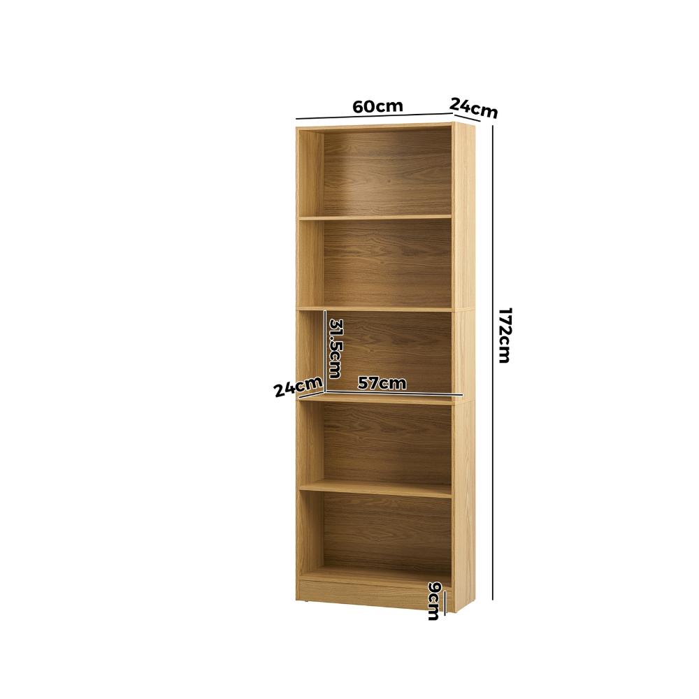 Milanese 5 Tier Wooden Display Unit | Modern Wooden Bookshelf Storage Shelving Unit