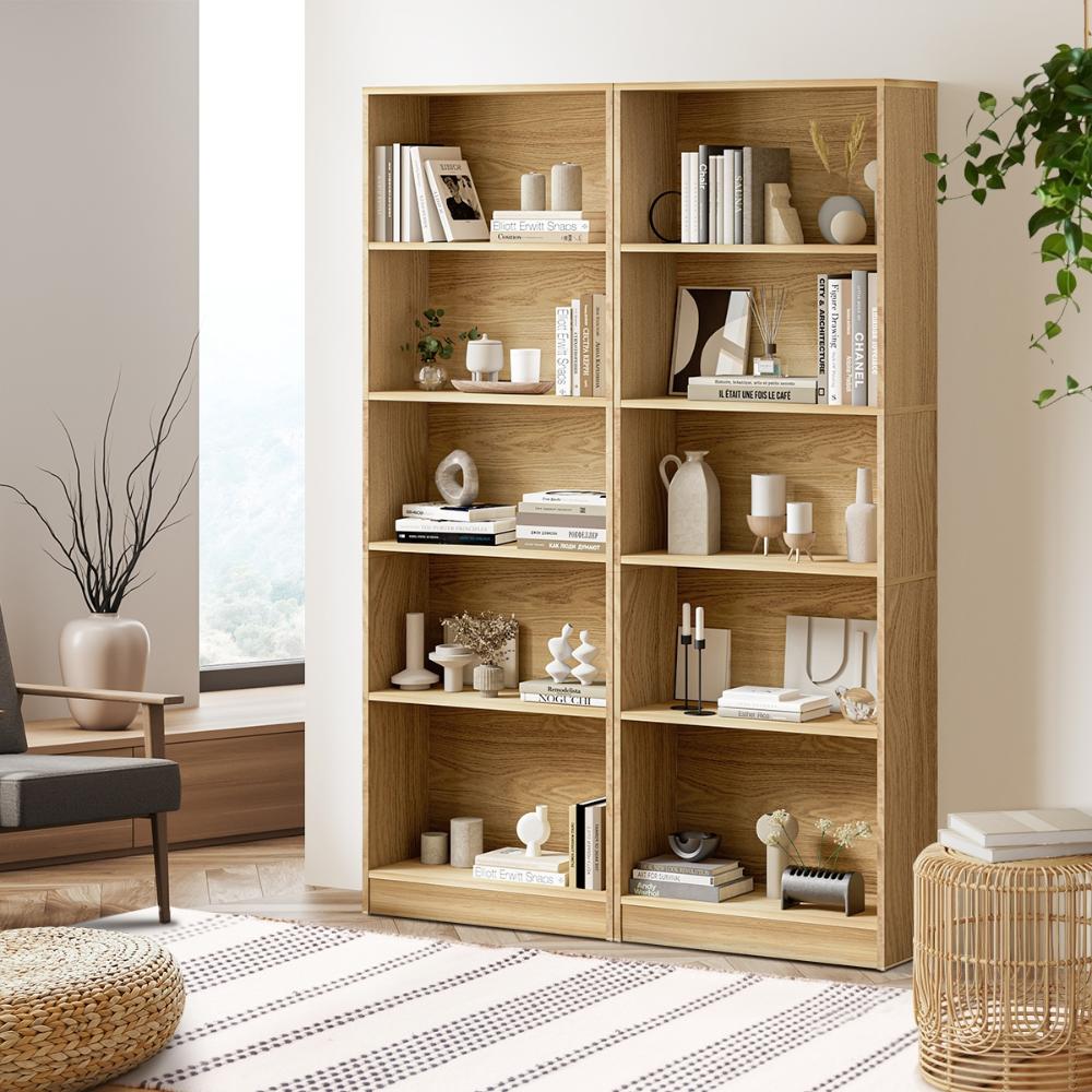 Milanese 5 Tier Wooden Display Unit | Modern Wooden Bookshelf Storage Shelving Unit