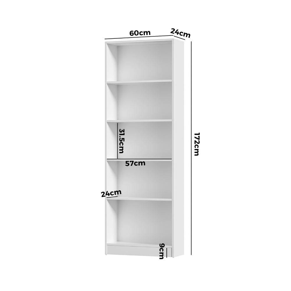 Milanese 5 Tier Wooden Display Unit | Modern Wooden Bookshelf Storage Shelving Unit