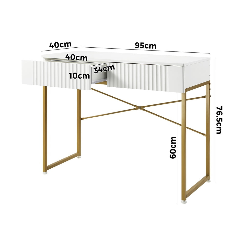 Emperium Luxe Ripple Effect Console Table | White and Gold Hallway Entry Table