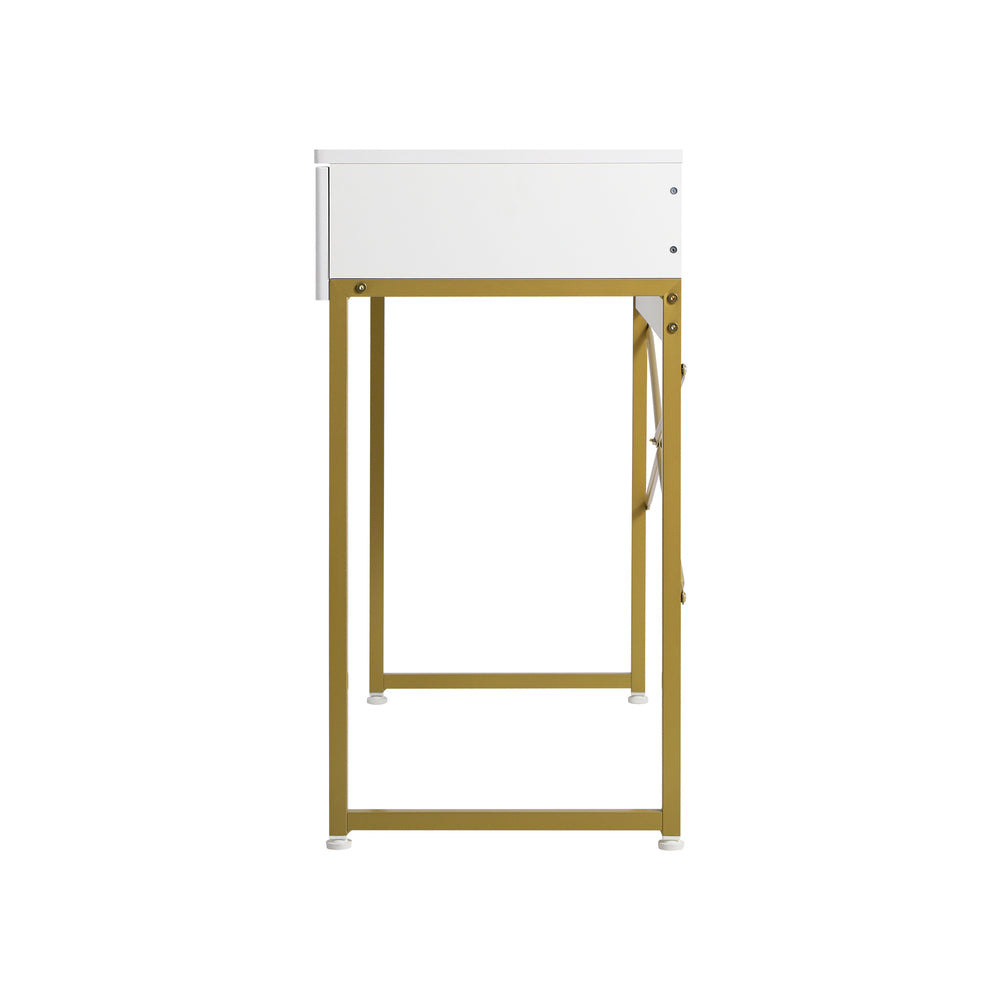 Emperium Luxe Ripple Effect Console Table | White and Gold Hallway Entry Table