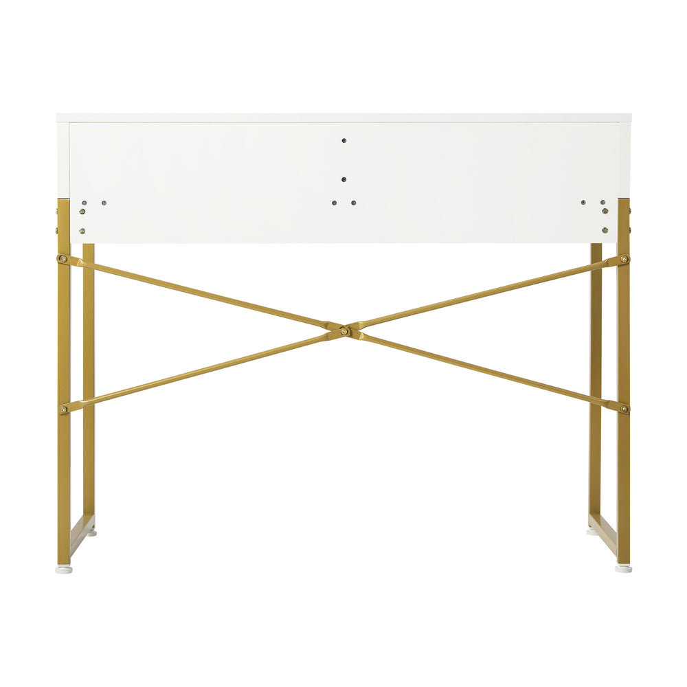 Emperium Luxe Ripple Effect Console Table | White and Gold Hallway Entry Table