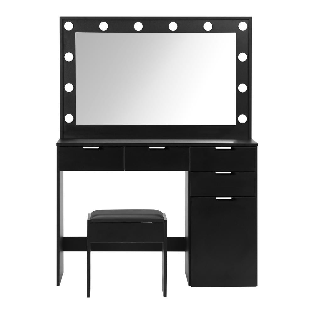 Venezza Large LED Mirror Dressing Table and Stool Set | 10 Light Hollywood Light | Makeup Desk Storage Drawer