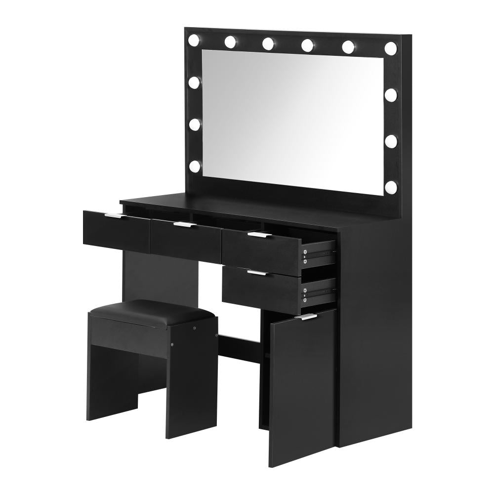 Venezza Large LED Mirror Dressing Table and Stool Set | 10 Light Hollywood Light | Makeup Desk Storage Drawer