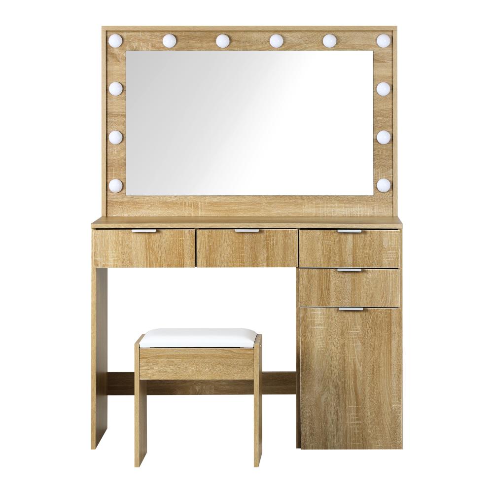 Venezza Large LED Mirror Dressing Table and Stool Set | 10 Light Hollywood Light | Makeup Desk Storage Drawer