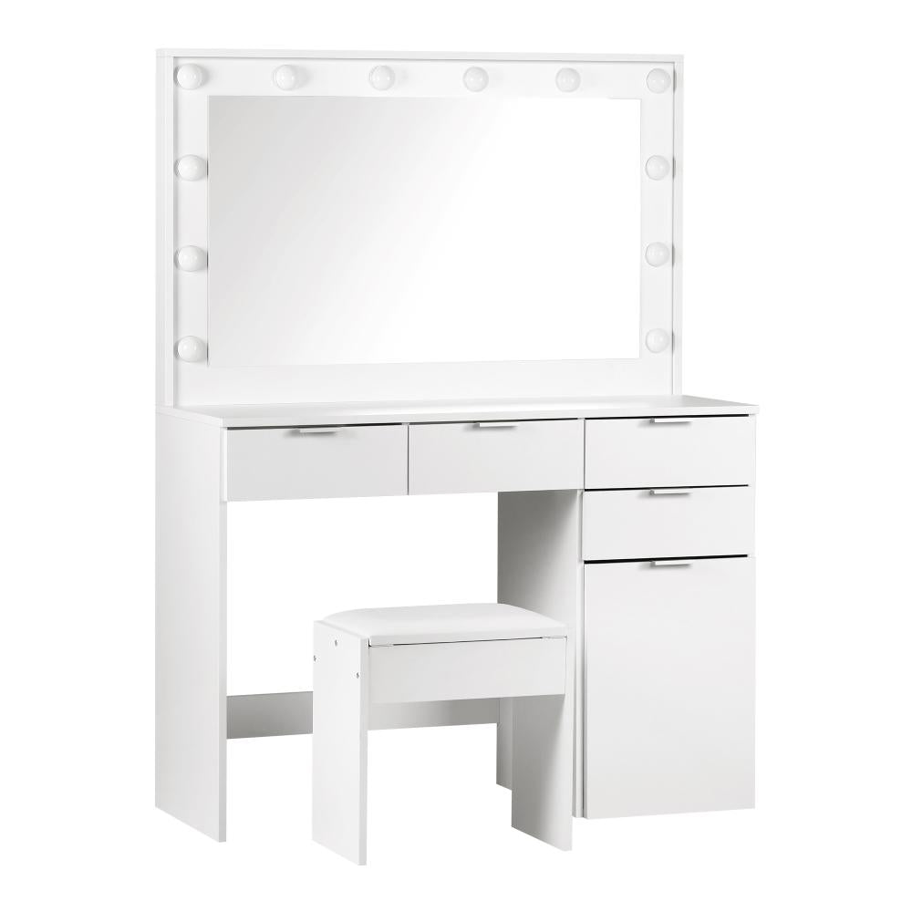 Venezza Large LED Mirror Dressing Table and Stool Set | 10 Light Hollywood Light | Makeup Desk Storage Drawer