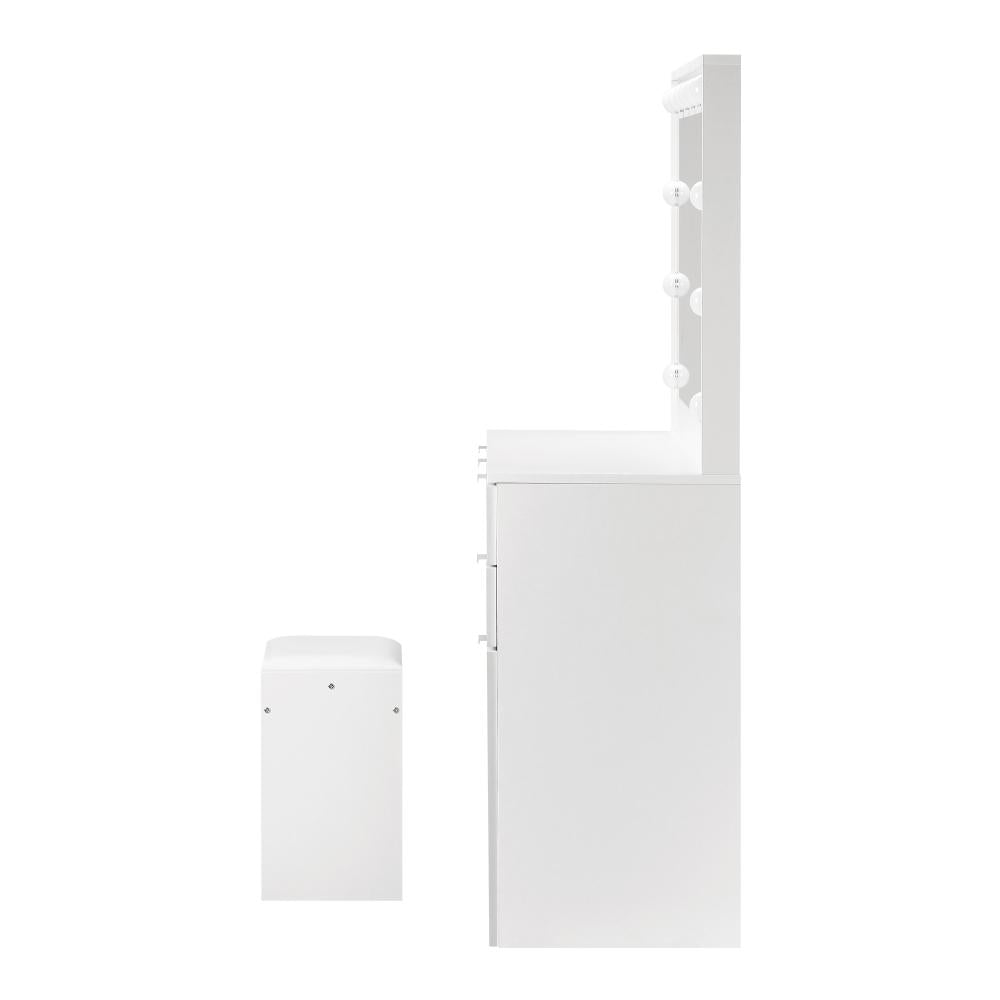 Venezza Large LED Mirror Dressing Table and Stool Set | 10 Light Hollywood Light | Makeup Desk Storage Drawer