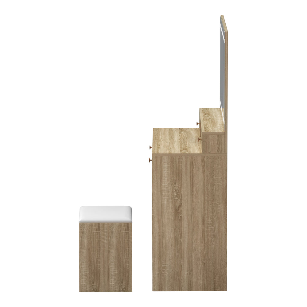 Princess Mila Hollywood Dressing Table Stool Set | LED Strip Mirror Storage Makeup Desk Cabinet