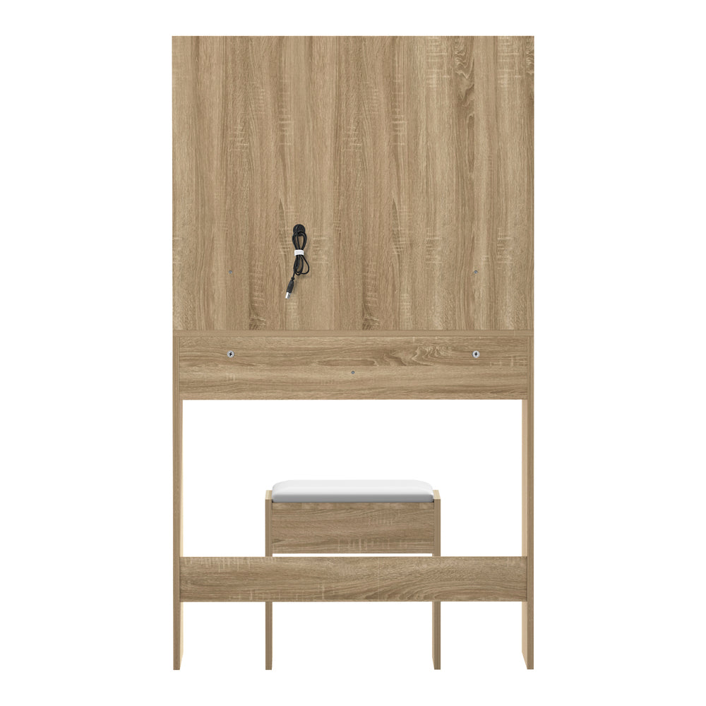 Princess Mila Hollywood Dressing Table Stool Set | LED Strip Mirror Storage Makeup Desk Cabinet