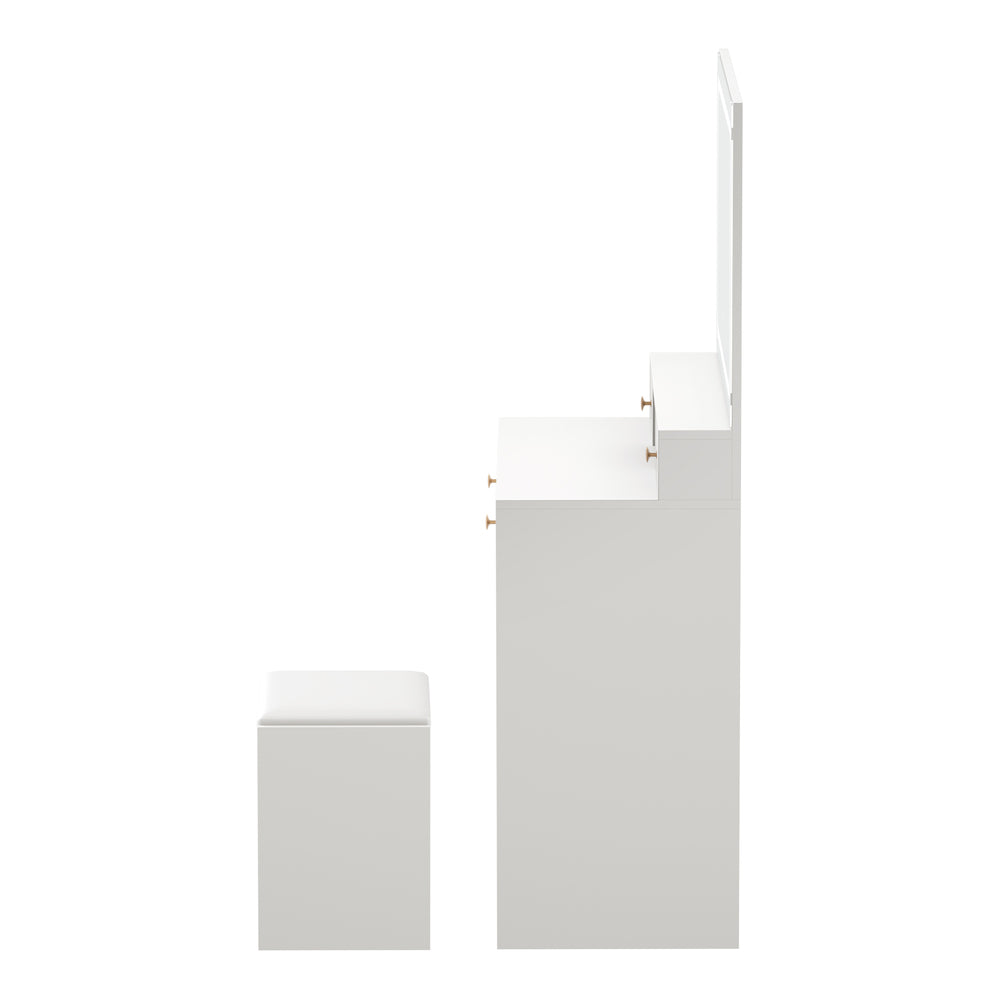 Princess Mila Hollywood Dressing Table Stool Set | LED Strip Mirror Storage Makeup Desk Cabinet