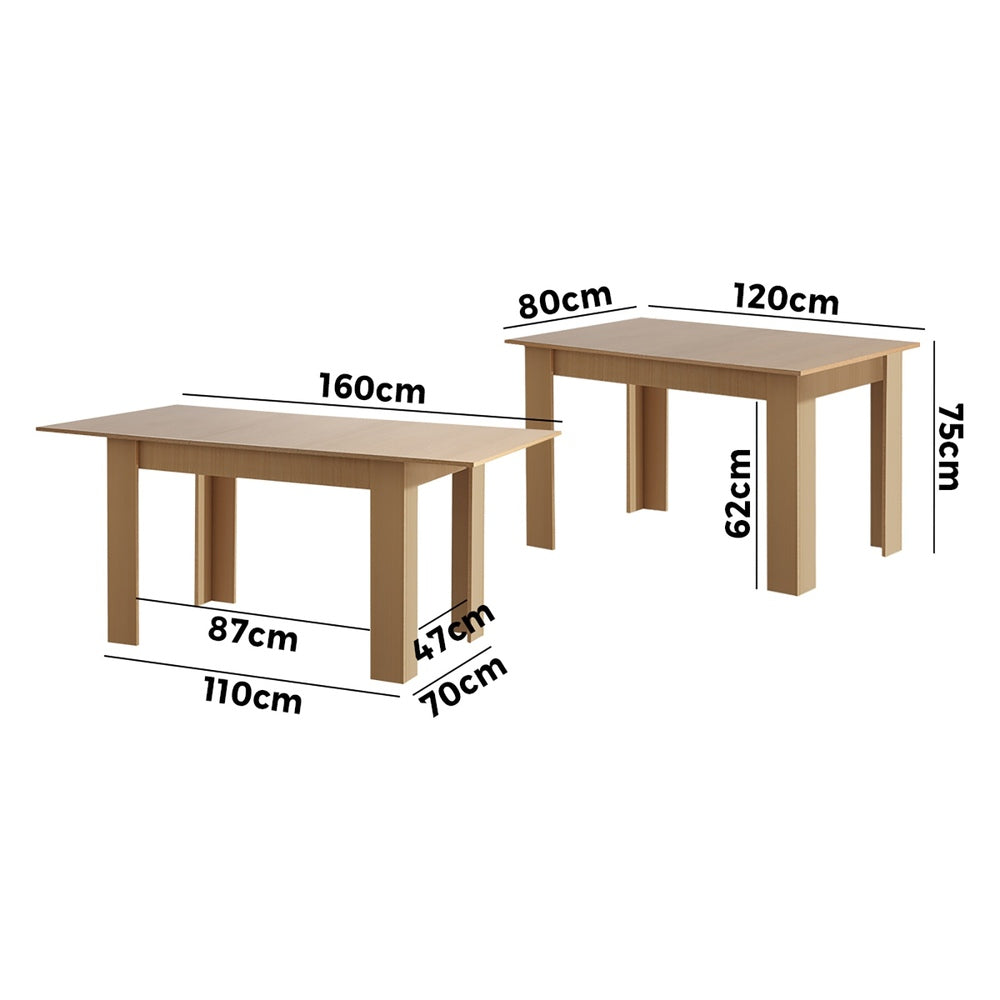Bianco Nuovo Extendable 120-160cm Dining Table | Wooden Finish Modern Kitchen Table