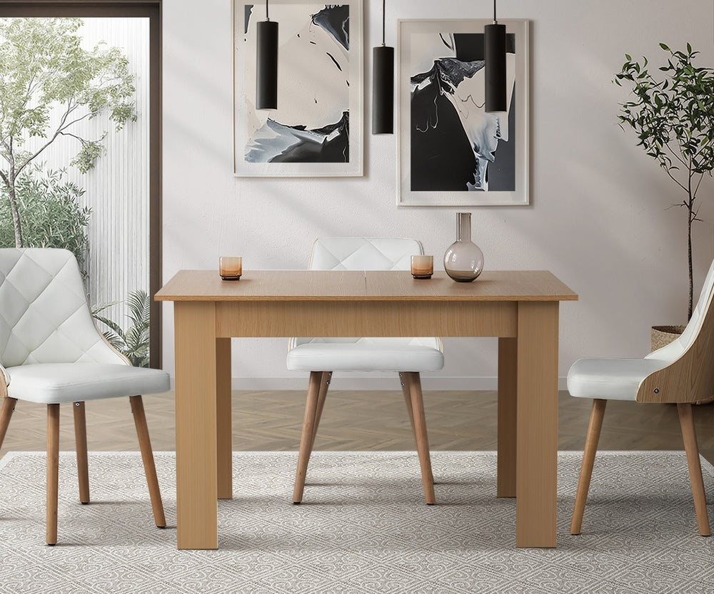 Bianco Nuovo Extendable 120-160cm Dining Table | Wooden Finish Modern Kitchen Table