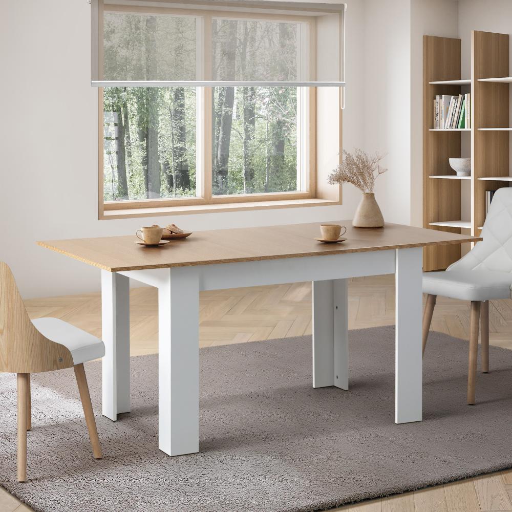Bianco Nuovo Extendable 120-160cm Dining Table | Wooden Finish Modern Kitchen Table