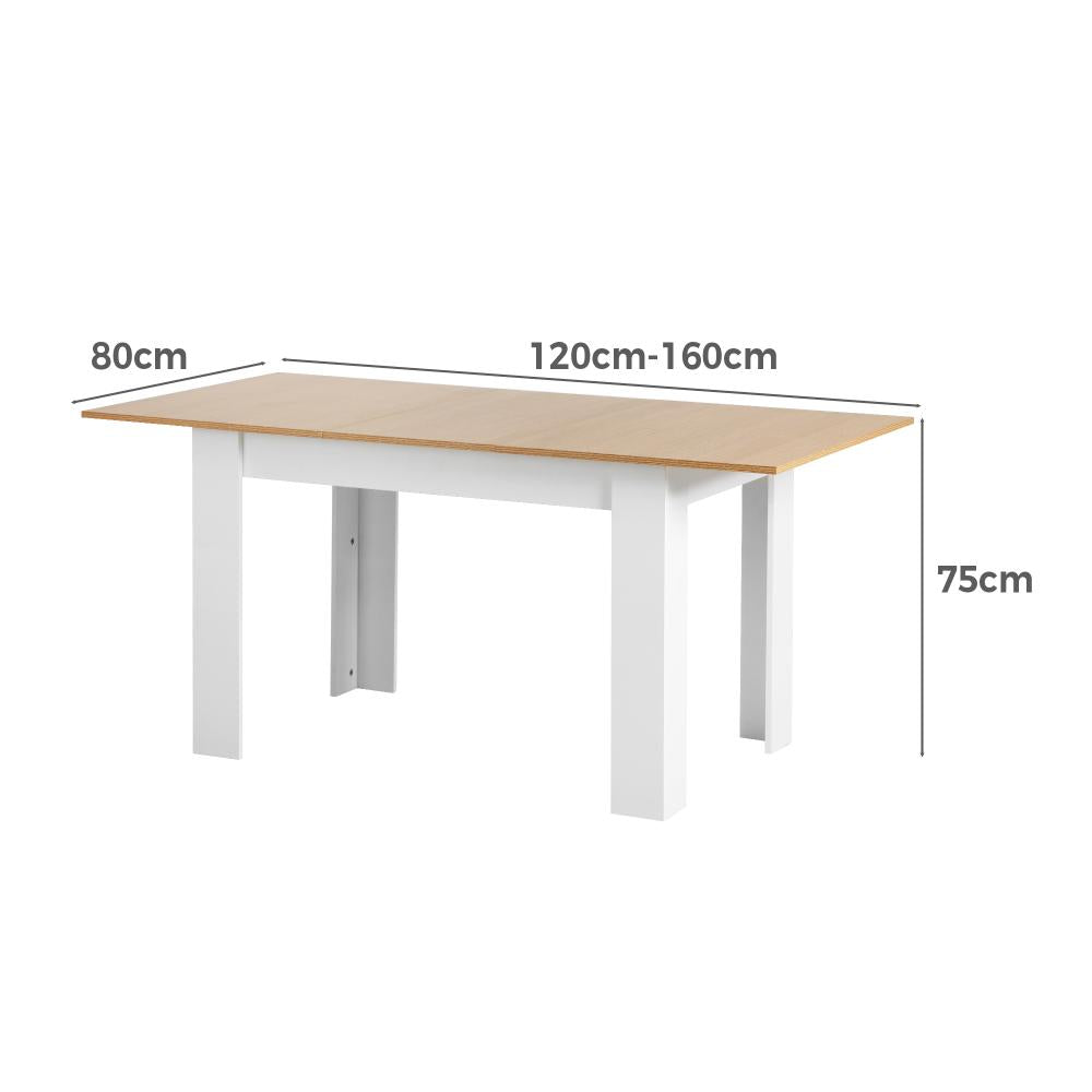 Bianco Nuovo Extendable 120-160cm Dining Table | Wooden Finish Modern Kitchen Table