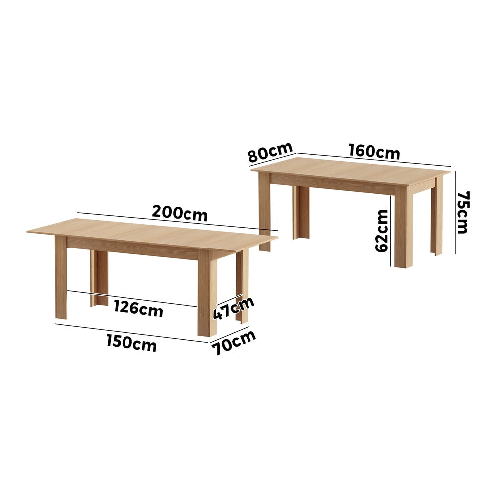 Bianco Nuovo Extendable 160-200cm Dining Table | Wooden Finish Modern Kitchen Table