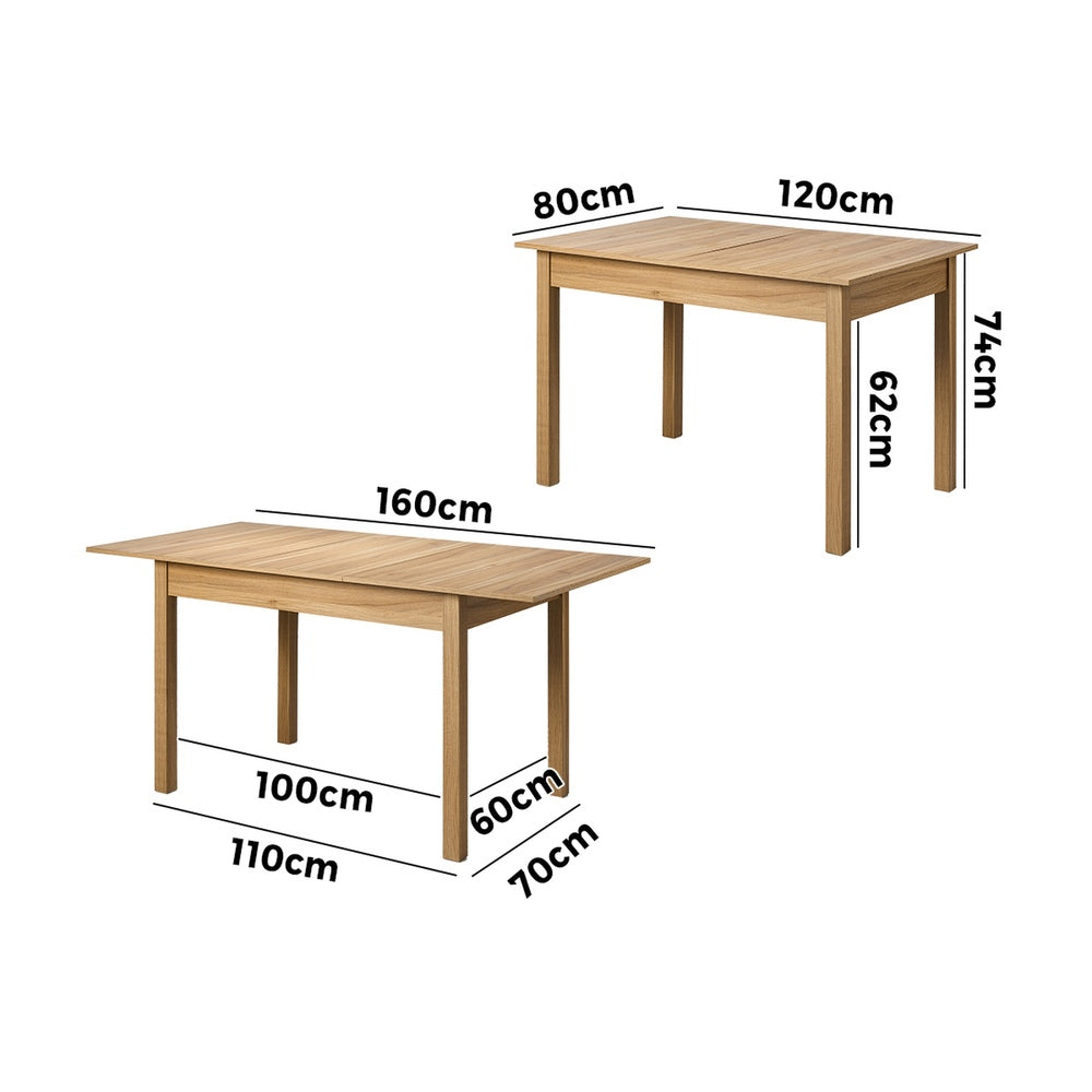 Tuscana Extendable 120-160cm Dining Table | Versatile Woodgrain Finish Modern Kitchen Table