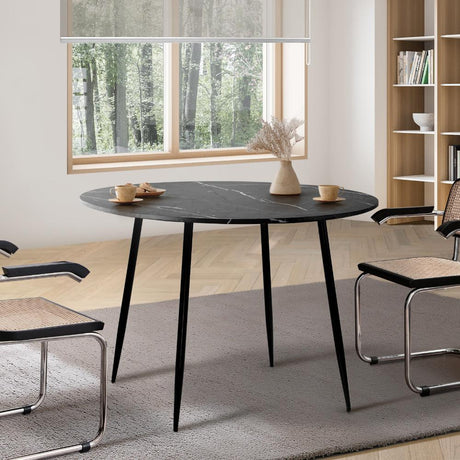 Amalfi Dios Marble Style Round Dining Table | Premium Modern 110cm Dining Table Marble Style Top