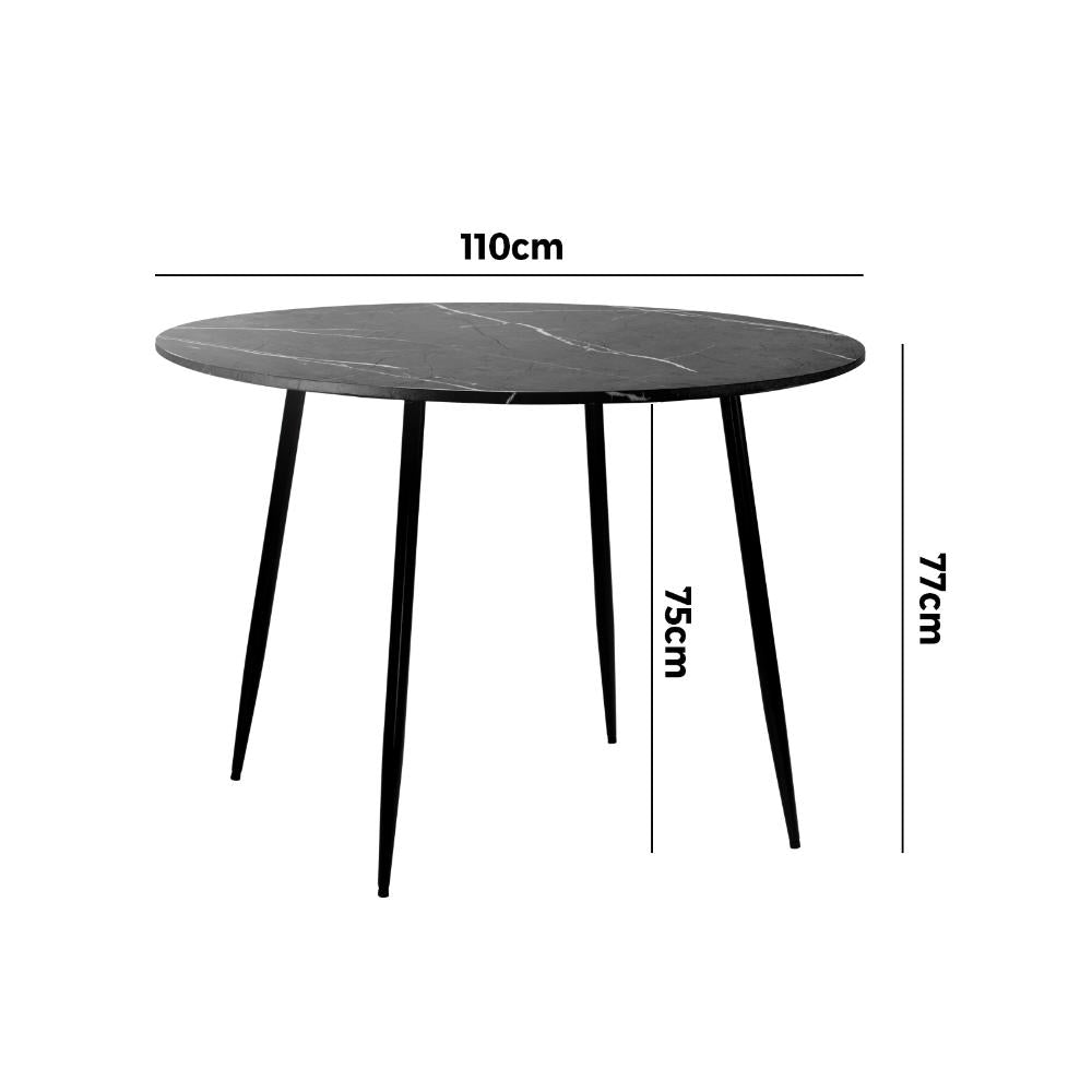 Amalfi Dios Marble Style Round Dining Table | Premium Modern 110cm Dining Table Marble Style Top