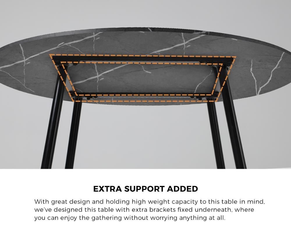 Amalfi Dios Marble Style Round Dining Table | Premium Modern 110cm Dining Table Marble Style Top